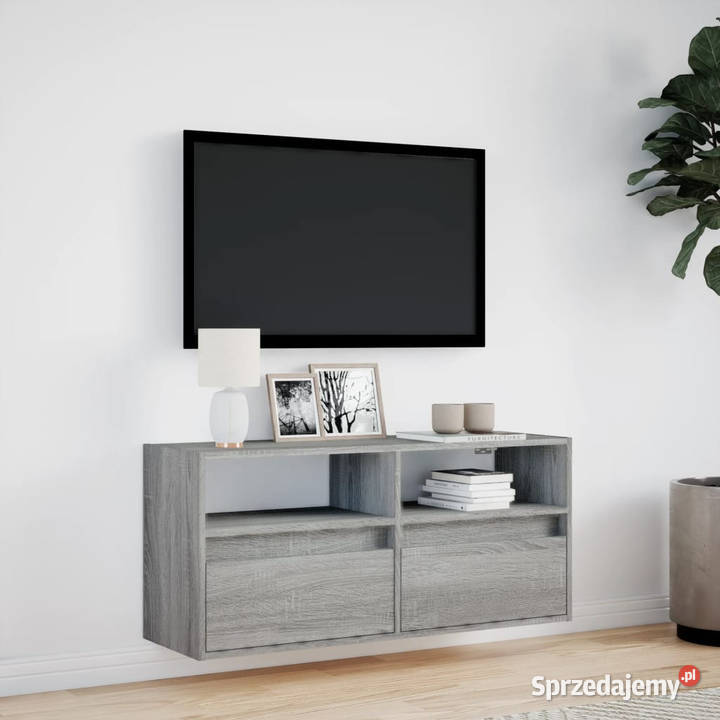 Ścienna szafka TV z LED szary dąb sonoma Warszawa sprzedam