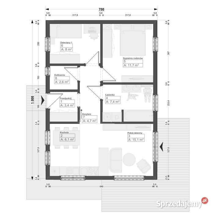 DREWNIANY DOMEK CAŁOROCZNY RIO 69 12 M2