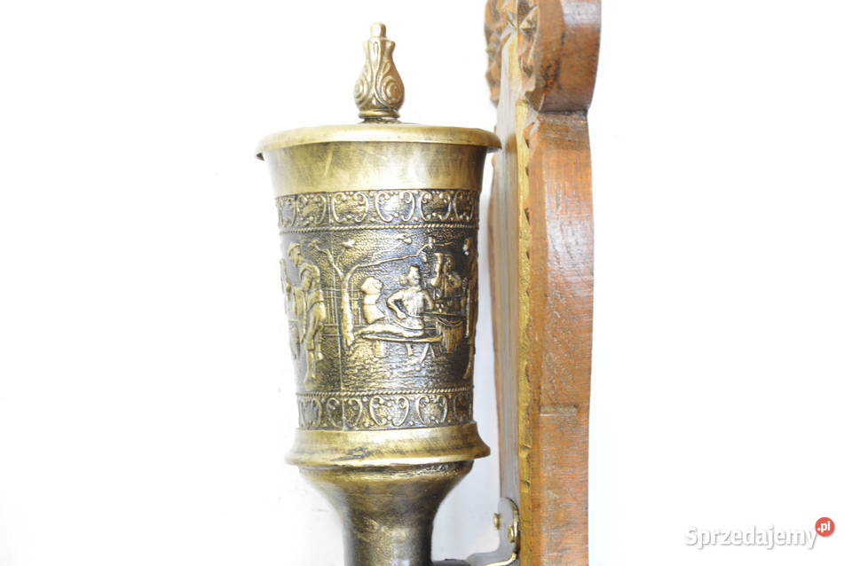 cynowy MŁYNEK wiszący do kawy bstary sygnowany Antyki, Sztuka, Kolekcje