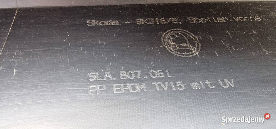 SKODA ENYAQ IV DOKŁADKA ZDERZAKA SPOILER PRZÓD Bieleń