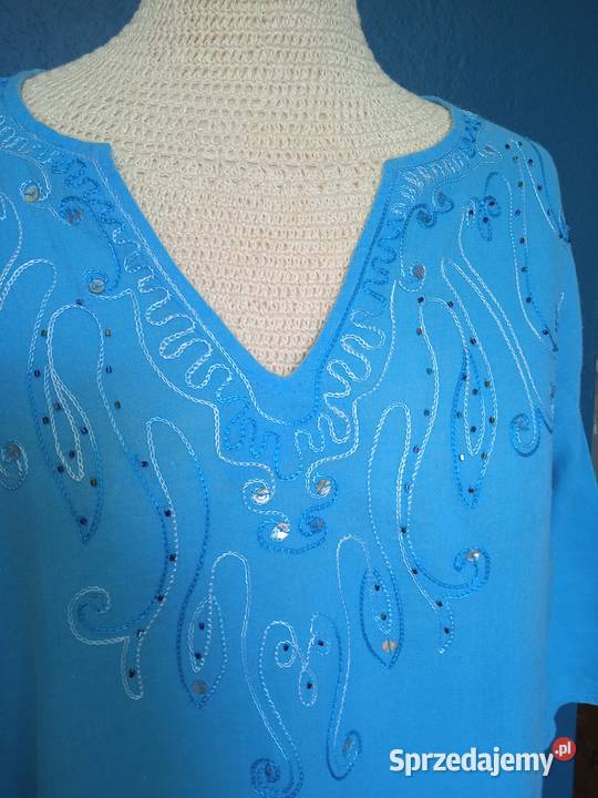 TURKUSOWA LETNIA SUKIENECZKA Z HAFTEM r 42 wielkopolskie Piła