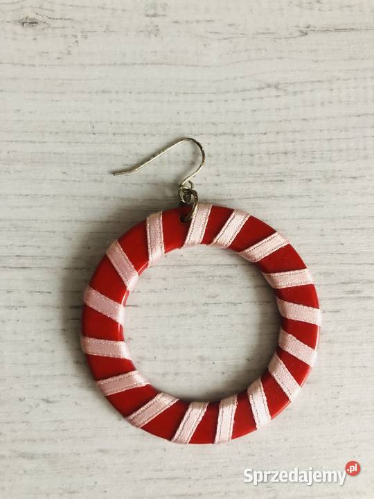 NOWE Kolczyki duże czerwone koła klipsy kolczyk Łódź