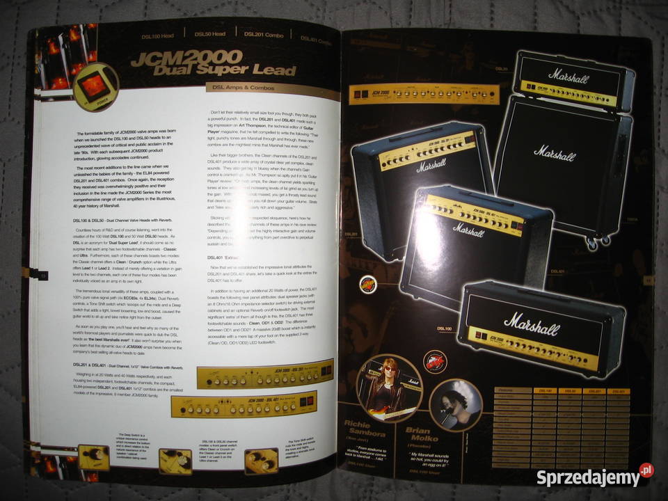 Marshall Amps 2001 Product Catalogue katalog Gitary i akcesoria pomorskie Kępice