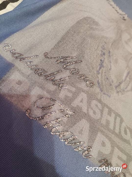 Bluzka niebieska ze zdjęciem 34 rękawa Piaseczno