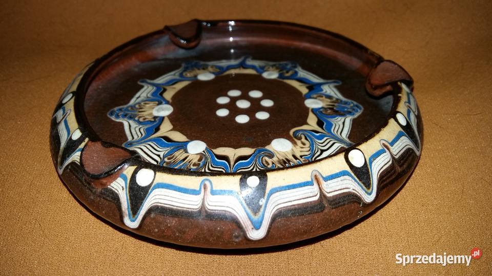 Popielniczka ceramiczna bułgarska średnica 135 odcienie brązowego Łódź