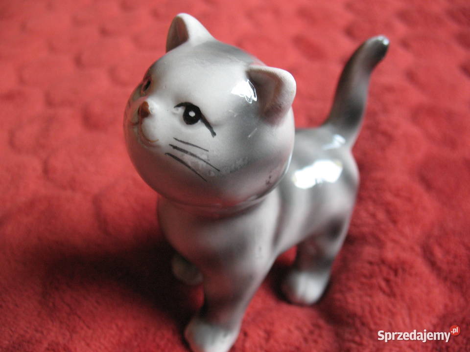 KOT pręgowany 85 x 4 x 8 Figurka z porcelany szary Siedlce