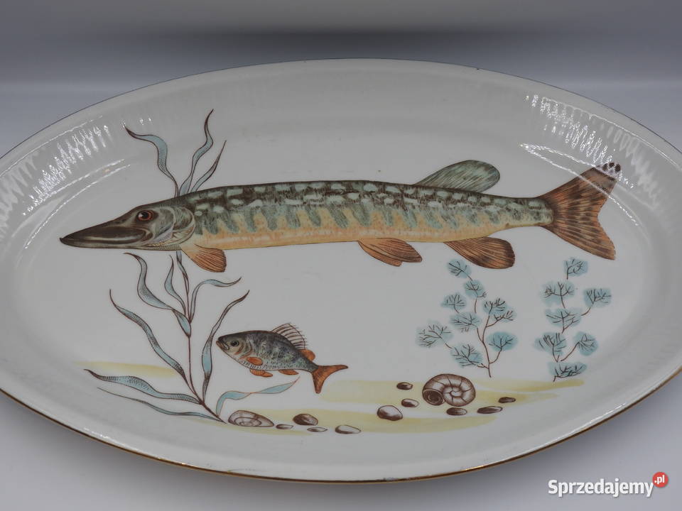 Duży półmisek szczupak porcelana Chodzież z lat Inowrocław