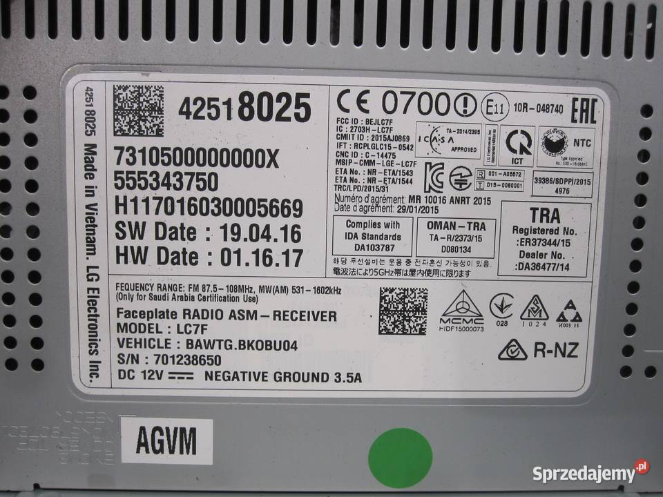 MOKKA 16 18r radio 42518025 osobowe