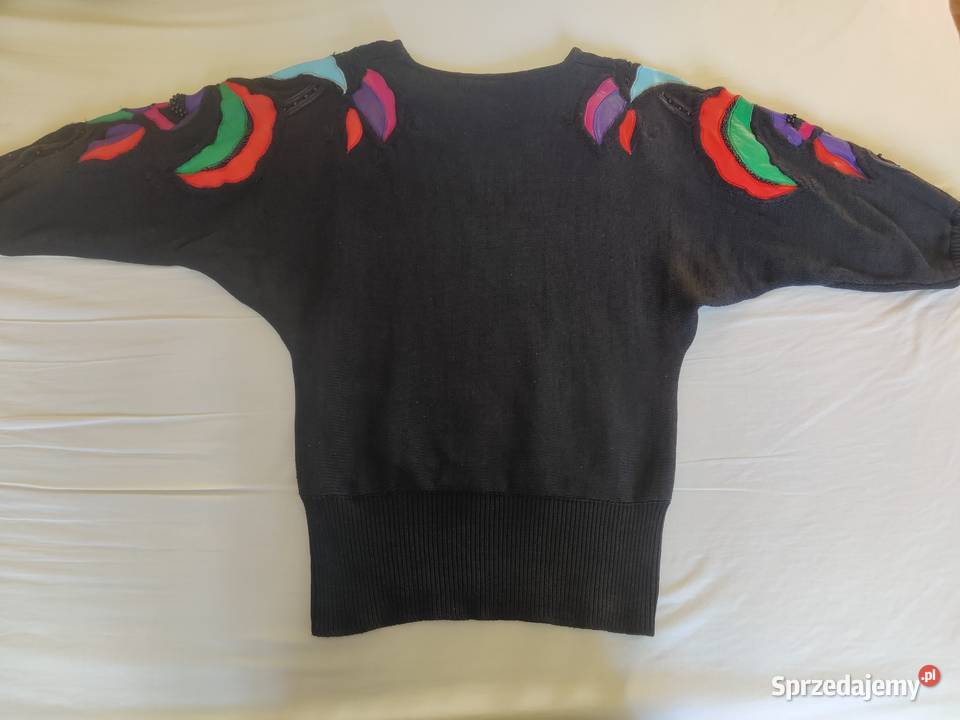 Sweter vintage z aplikacjami Rozmiar 38(M) Myszków
