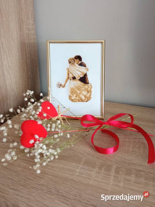 Pamiątka ślubu haft krzyżykowy rękodzieło Ślub Olsztyn