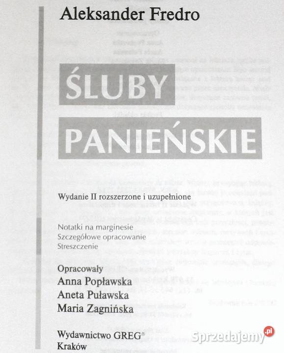 Śluby panieńskie Aleksander Fredro Lektura z lubelskie