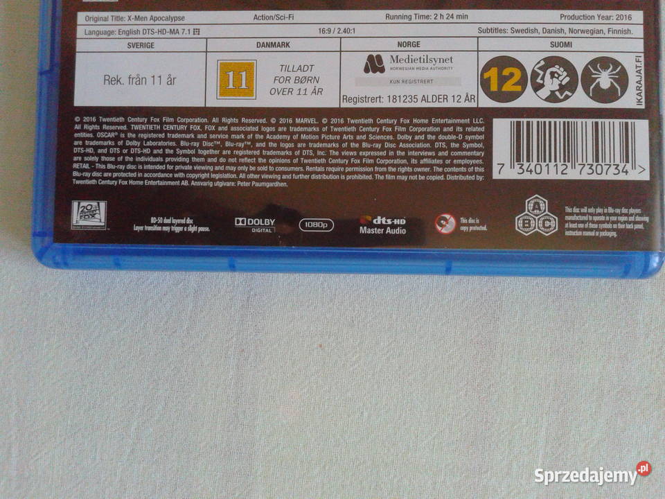 XMen Apocalypse 2016 Bluray Disc lubelskie Puławy