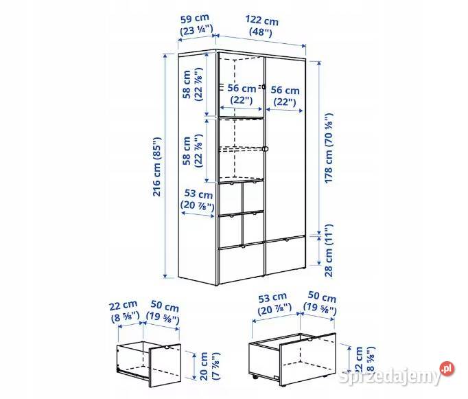 Ikea Szafa Visthus 122x59x216 Biała Biel Szara Łódź