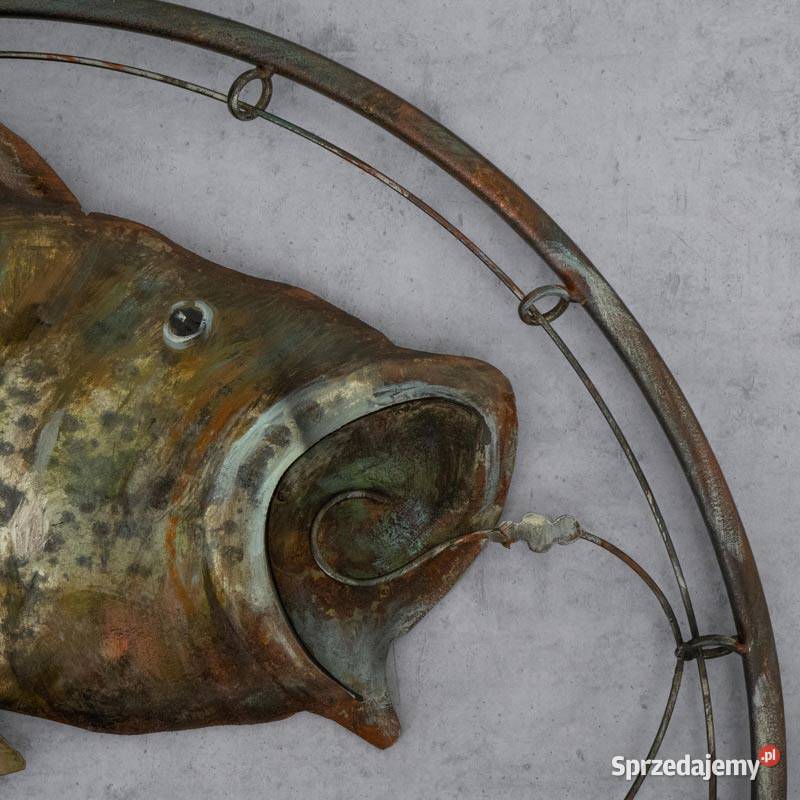 Dekoracja ścienna metalowa 3D LOFT RYBA NA WĘDCE brązowy Obrazki i obrazy Dom i Ogród Chmielnik