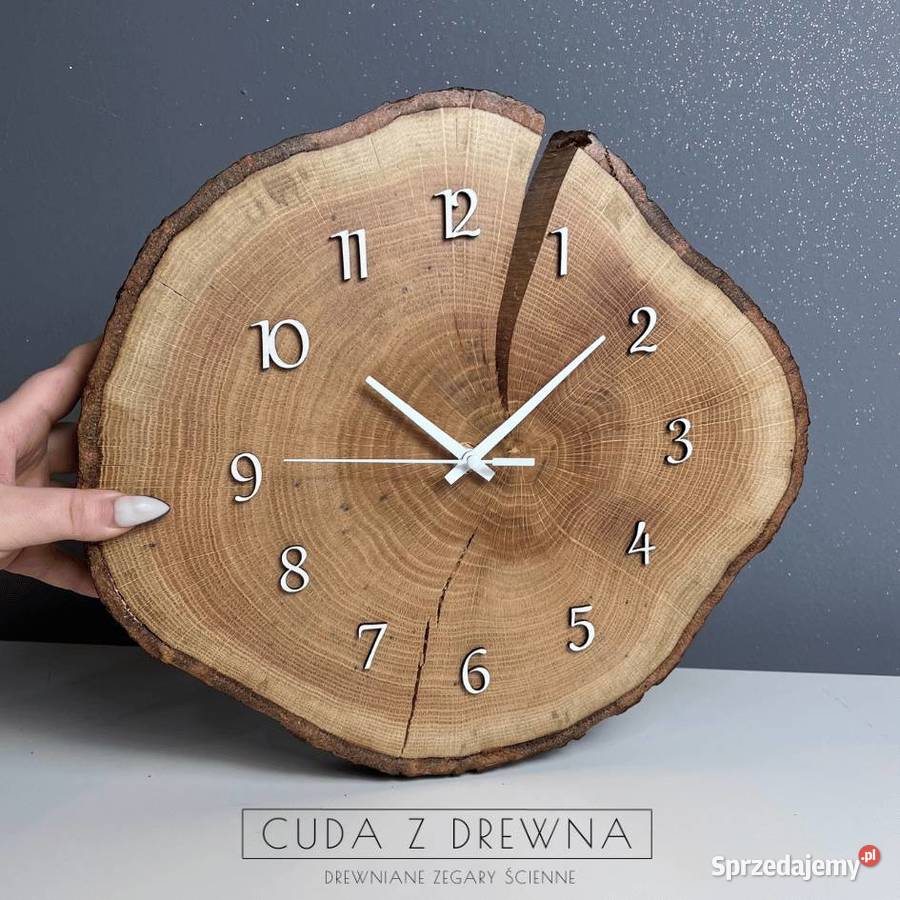 Personalizowany zegar z plastra drewna 30 drewno