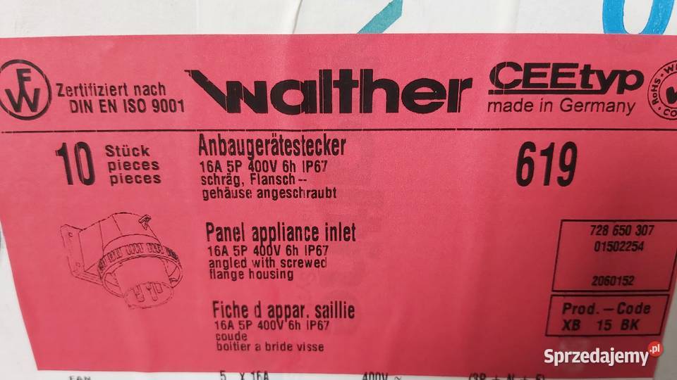 Wtyka siłowa natynkowa z blok 16A 5P Walther 619 Wyszków sprzedam