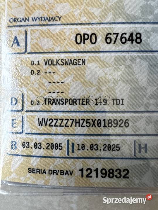 Volkswagen transporter sprzedam 1896KM