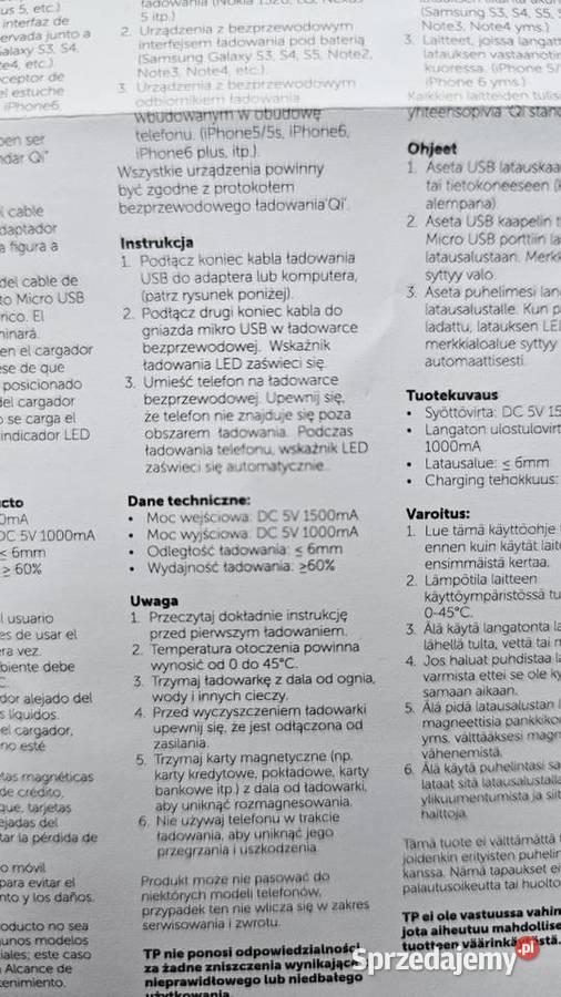 Ładowarka indukcyjna Samsung Iphone 5W nowa Szczecin