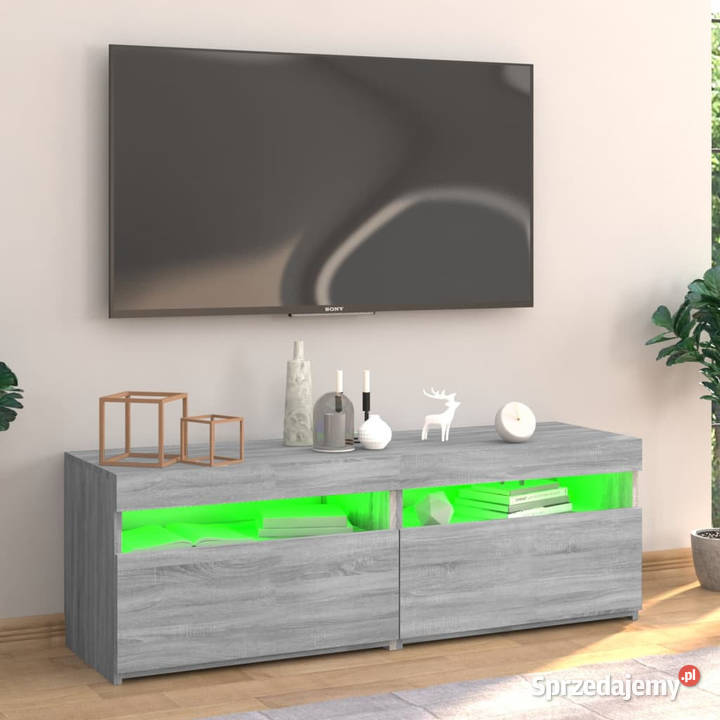 Szafka pod TV z LED szary dąb sonoma 120x35x40 Dom i Ogród mazowieckie Warszawa