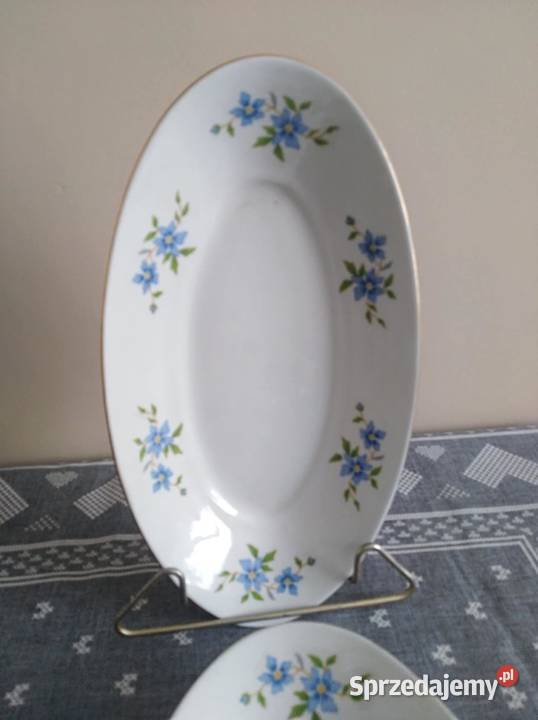 Półmiski Karolina Niebieskie Kwiaty PRL Antyki, Sztuka, Kolekcje dolnośląskie Wałbrzych