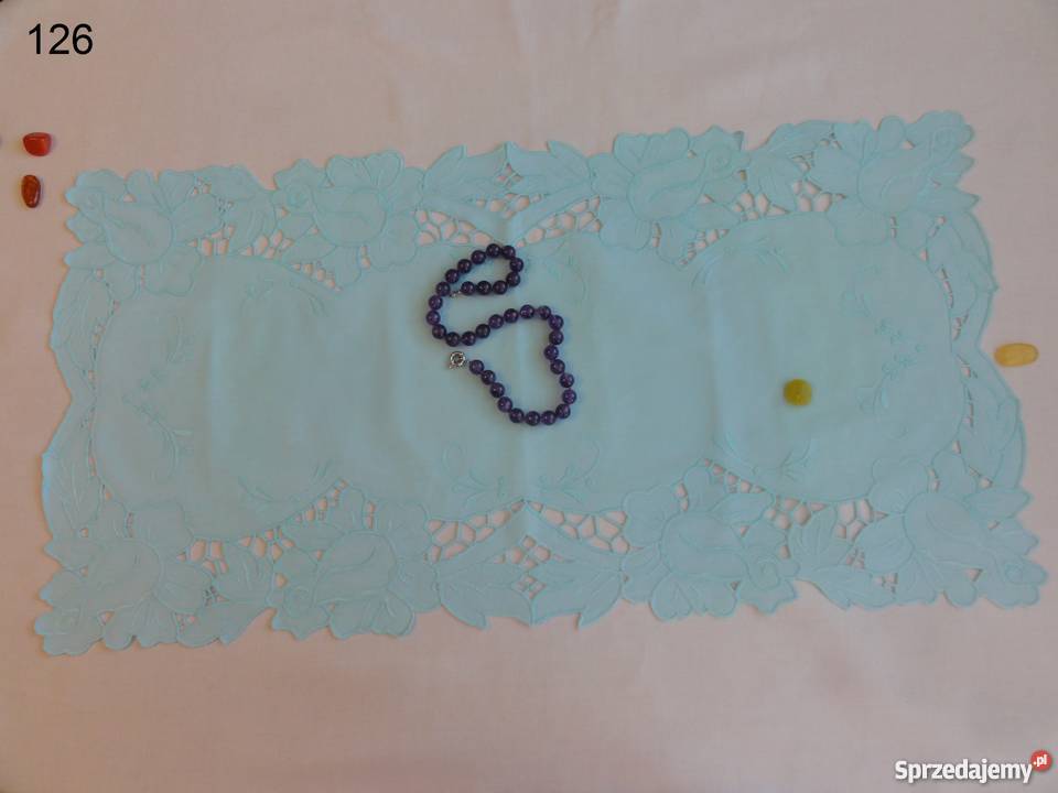 Serwetki bieżniki kolorowe niebieskie wyszywane Lublin