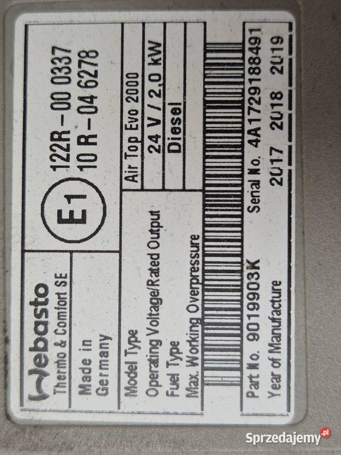 Webasto ogrzewanie Air Top Evo 2000 Volvo Fh4 Igołomia