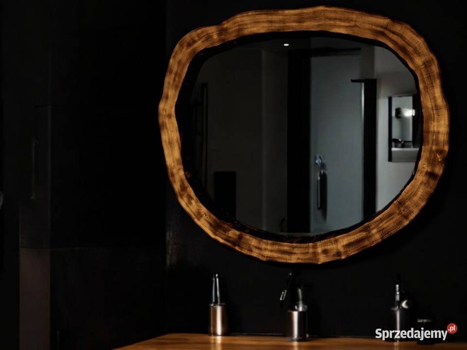 lustro drewniane do nowoczesnej łazienki owal Lustra sprzedam