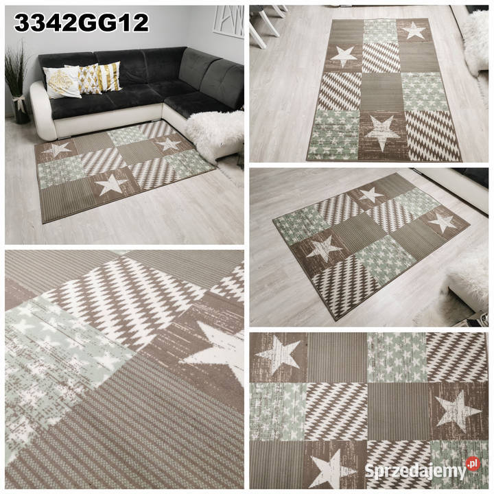 DYWAN 140X200 IDEA GWIAZDKI MIĘTA GĘSTY WŁOS