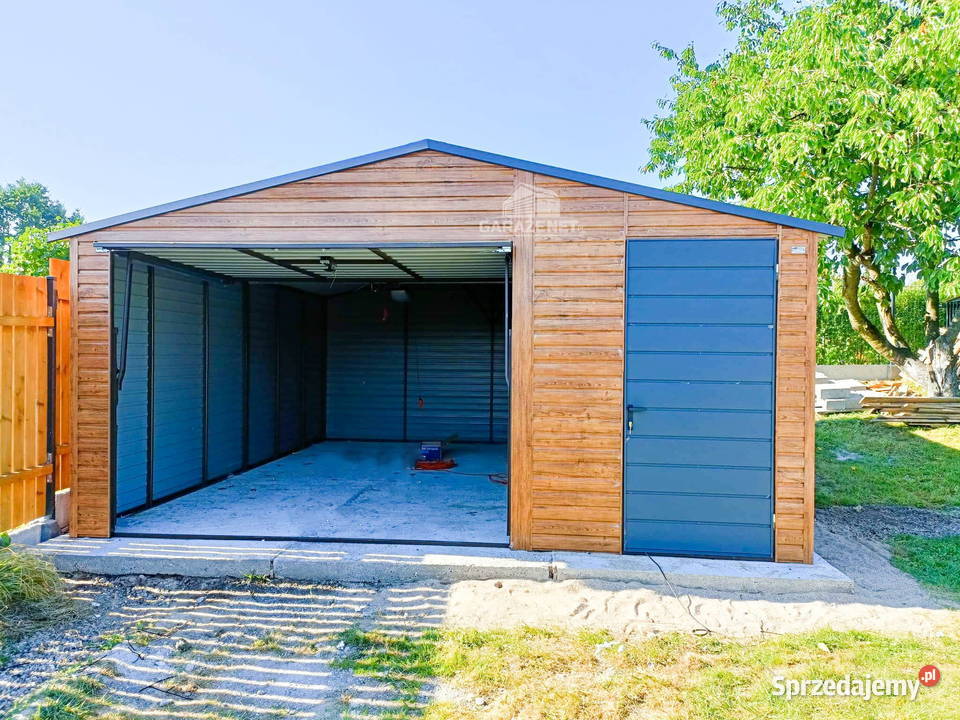 GARAŻ BLASZANY 5m x 5m DWUSPAD BRAMA UCHYLNA