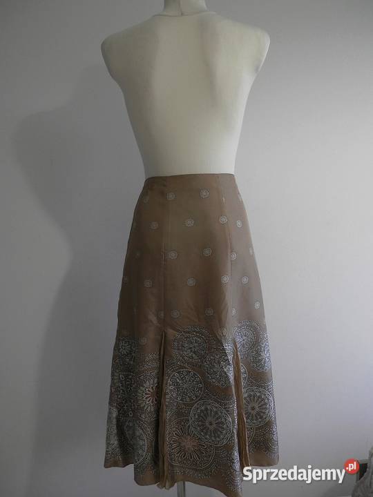 Spódnica Jedwabna 100 Naturalny Jedwab Beżowa kolorowy Łomża