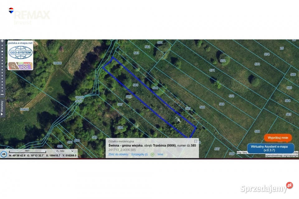 Działka budowlana w miejscowości Trzebinia 1084m2