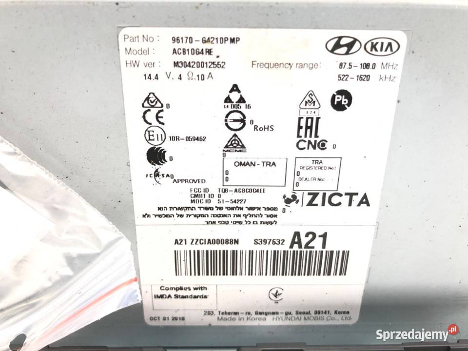 RADIO HYUNDAI i30 96170G4210 ODTWARZACZ
