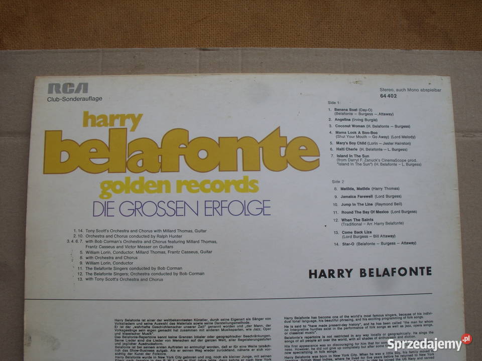 Winyl LP HARRY BELAFONTEGOLDEN RECORDS 1967 Wołów