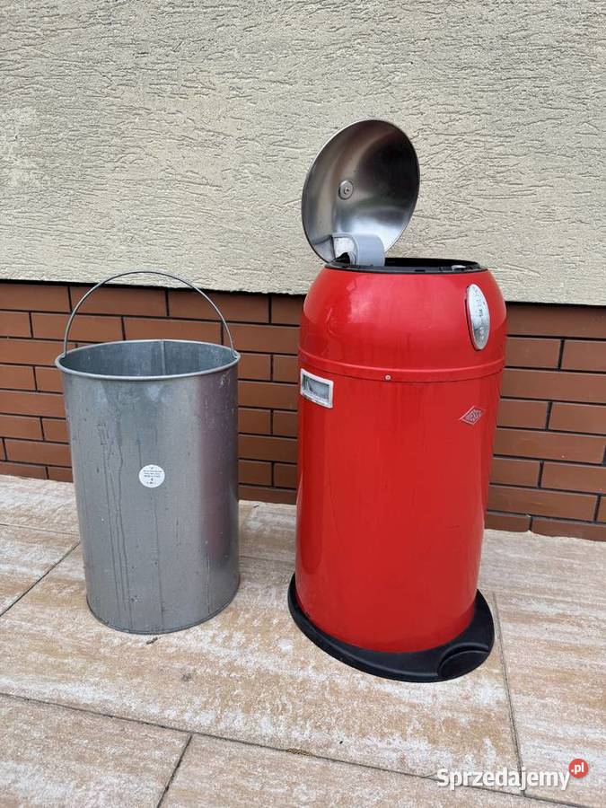 Kosz na śmieci śmietnik czerwony metalowy Garwolin