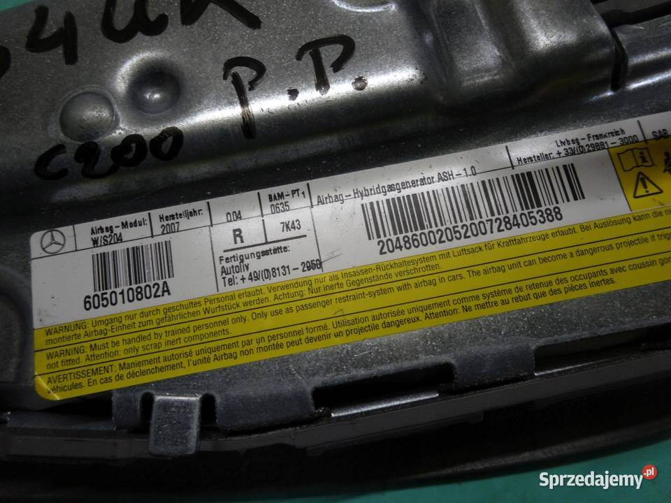 MERCEDES W204 07r AIRBAG poduszka fotela prawa sprzedam
