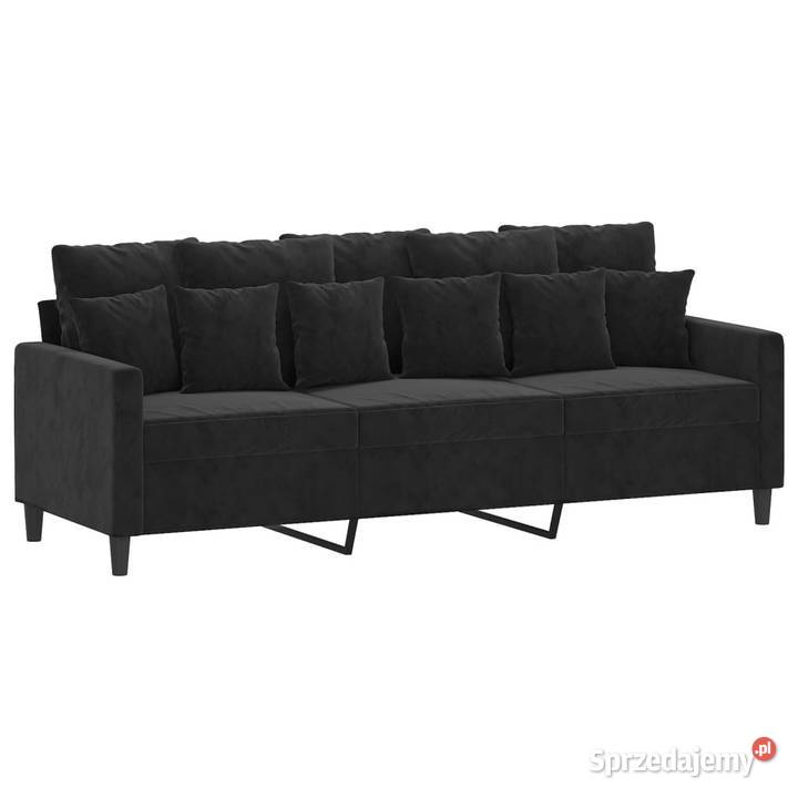 Sofa 3osobowa czarny 180 tapicerowana aksamitem
