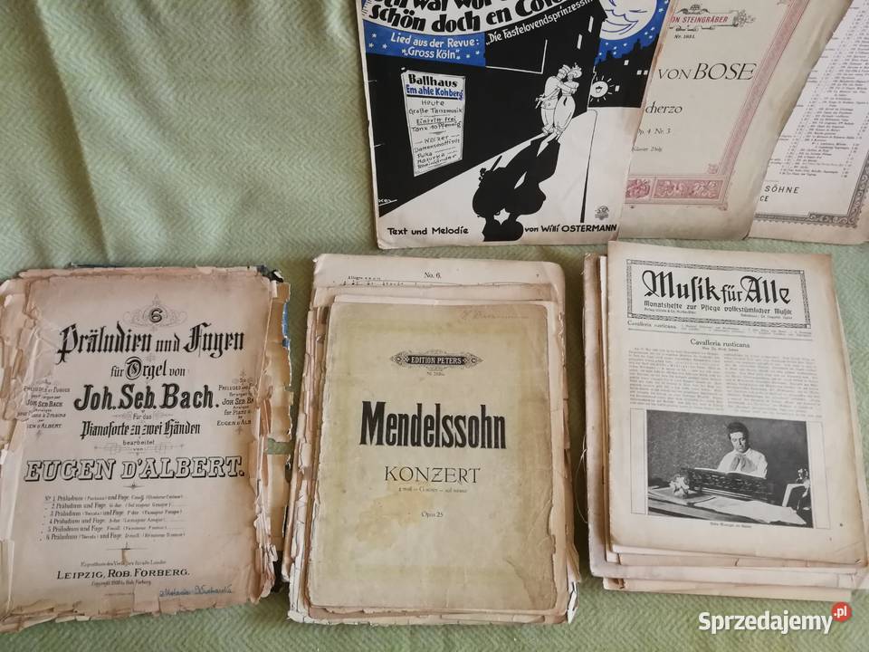 Zestaw zabytkowych nut i gazet muzycznych Bach Szczecin