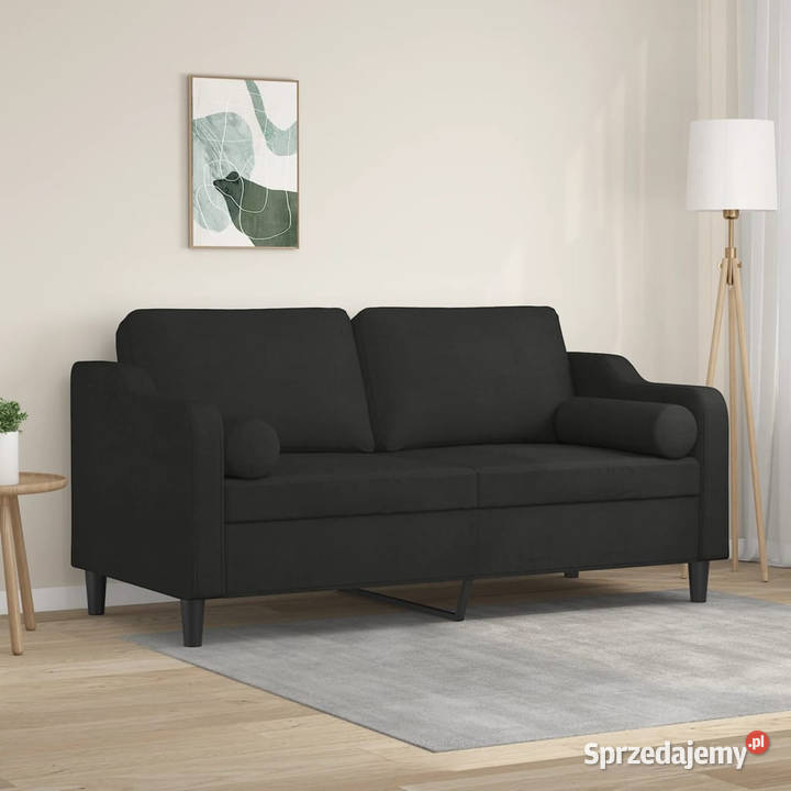 2osobowa sofa z poduszkami czarna 140 tkanina Sofy i kanapy Warszawa