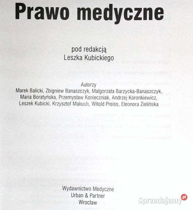 Prawo medyczne Leszek Kubicki Chełm sprzedam
