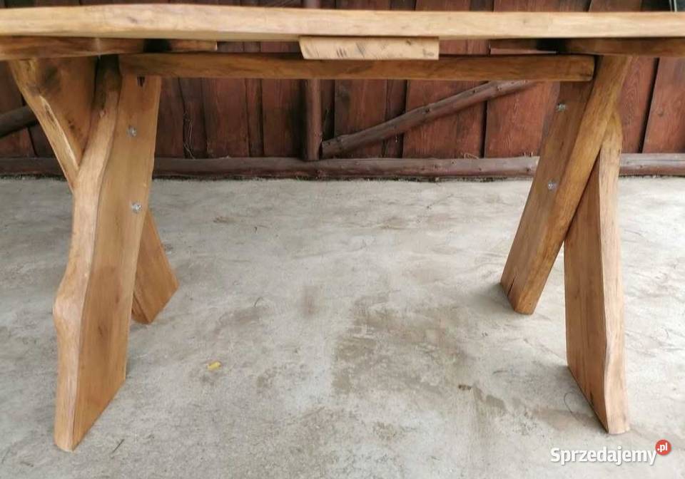Ręcznie wykonany stół z litego drewna jesion dąb kujawsko-pomorskie Piastowo