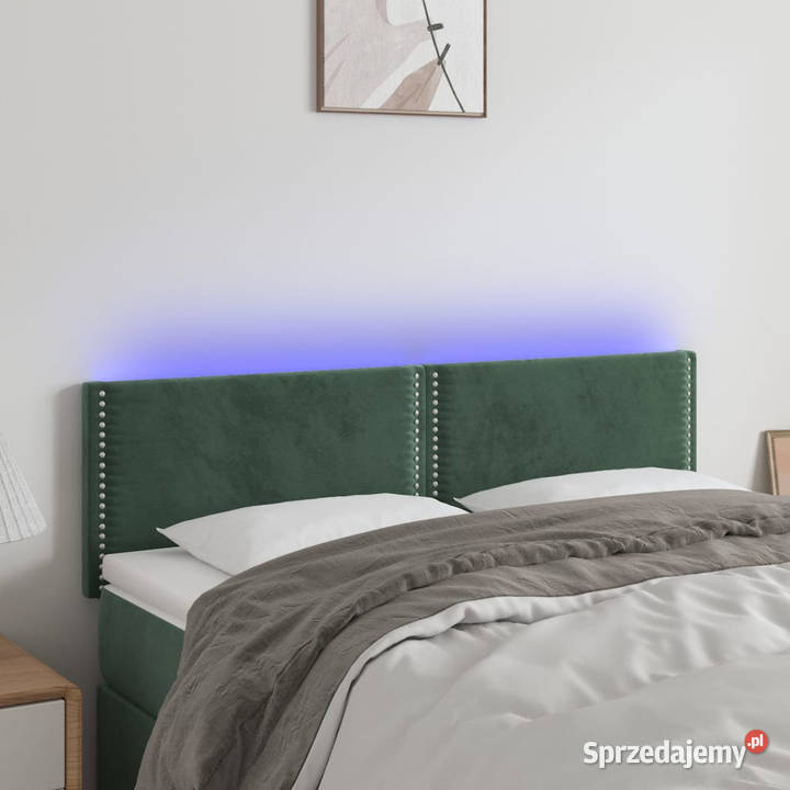 Zagłówek do łóżka z LED ciemnozielony 144x5x7888 mazowieckie sprzedam