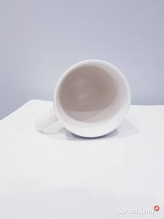 Kubek ceramiczny z imitacją haftowanych serwetek szary sprzedam