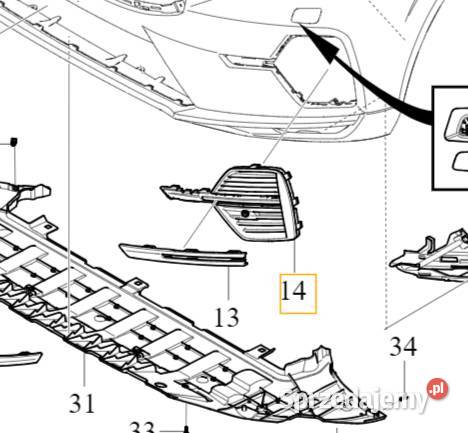 VOLVO XC60 II Plug In prawa atrapa kratka zaslepka zderzaka Bielany Wrocławskie Sprzedajemy pl