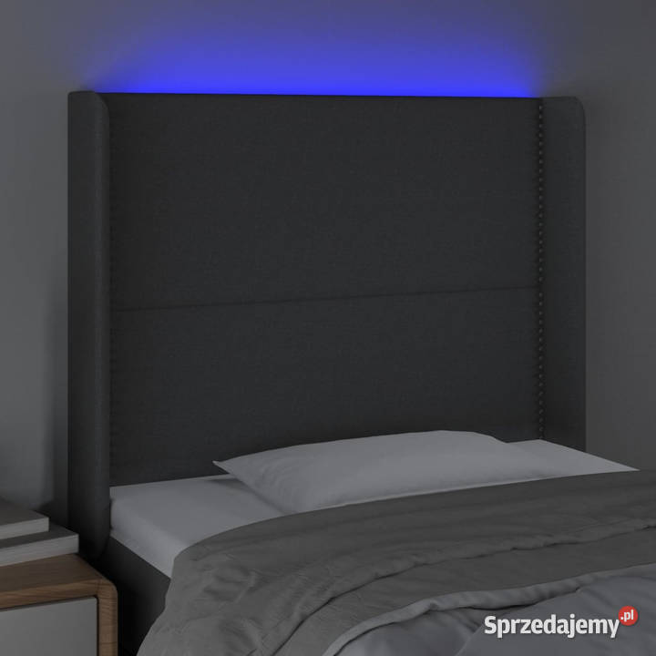 Zagłówek do łóżka z LED ciemnoszary 83x16x118128
