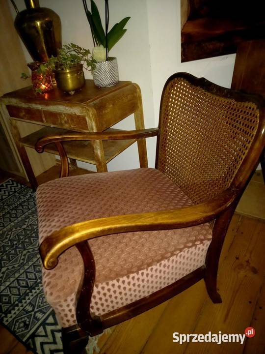 fotel retro styl biedermeier rafia ludwik art Gdańsk