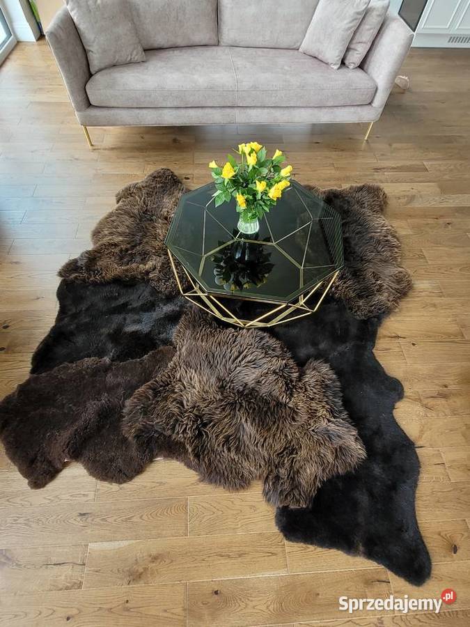 Designerski Dywan Ze Skór Owczych Naturalnych Dekoracje i ozdoby Szaflary