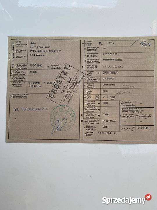DO SPRZEDANIA JAGUAR XJ 12 Mnich