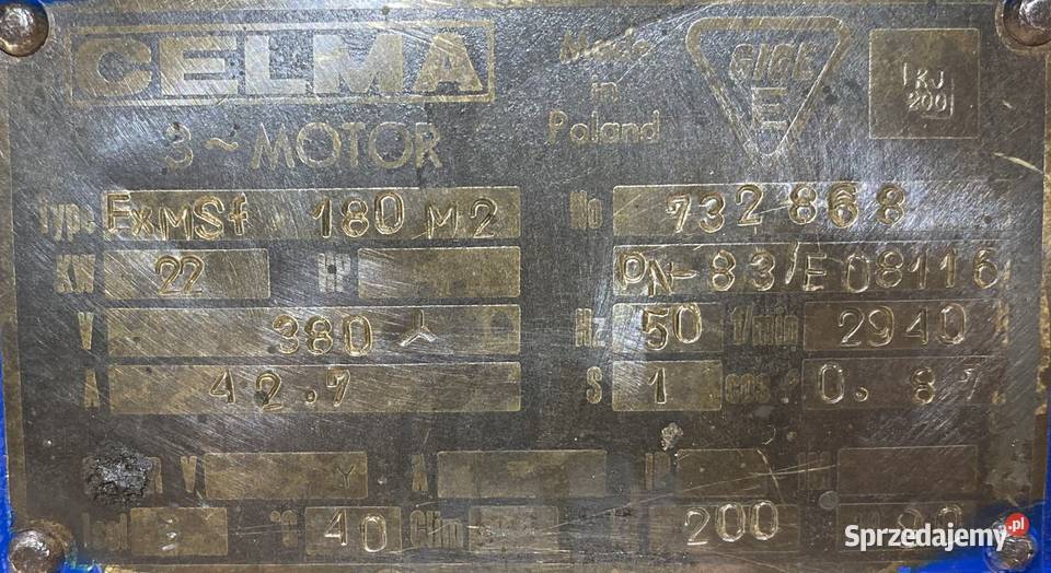 silnik elektryczny 22kW 2940obr 3fazowy CELMA Ex kujawsko-pomorskie Pigża sprzedam