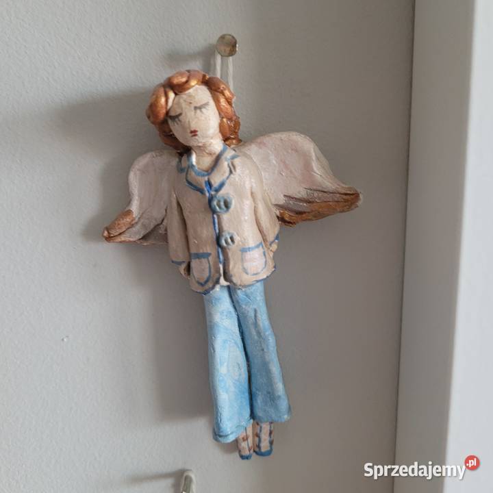 3 Aniołki piękne małe figurki w błękitach Poznań sprzedam
