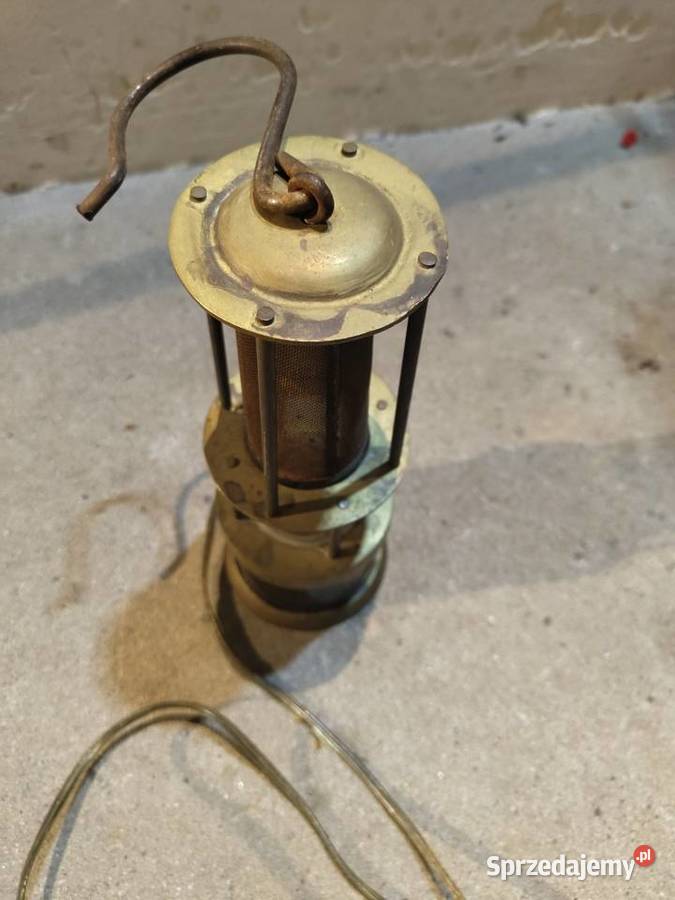 Lampa Górnicza elektryczna mosiężna mosiądz prl Kraków